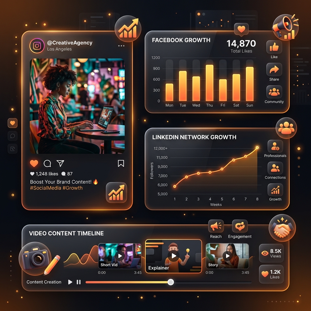 FW Social Media Optimization showing posts, insights and content plans